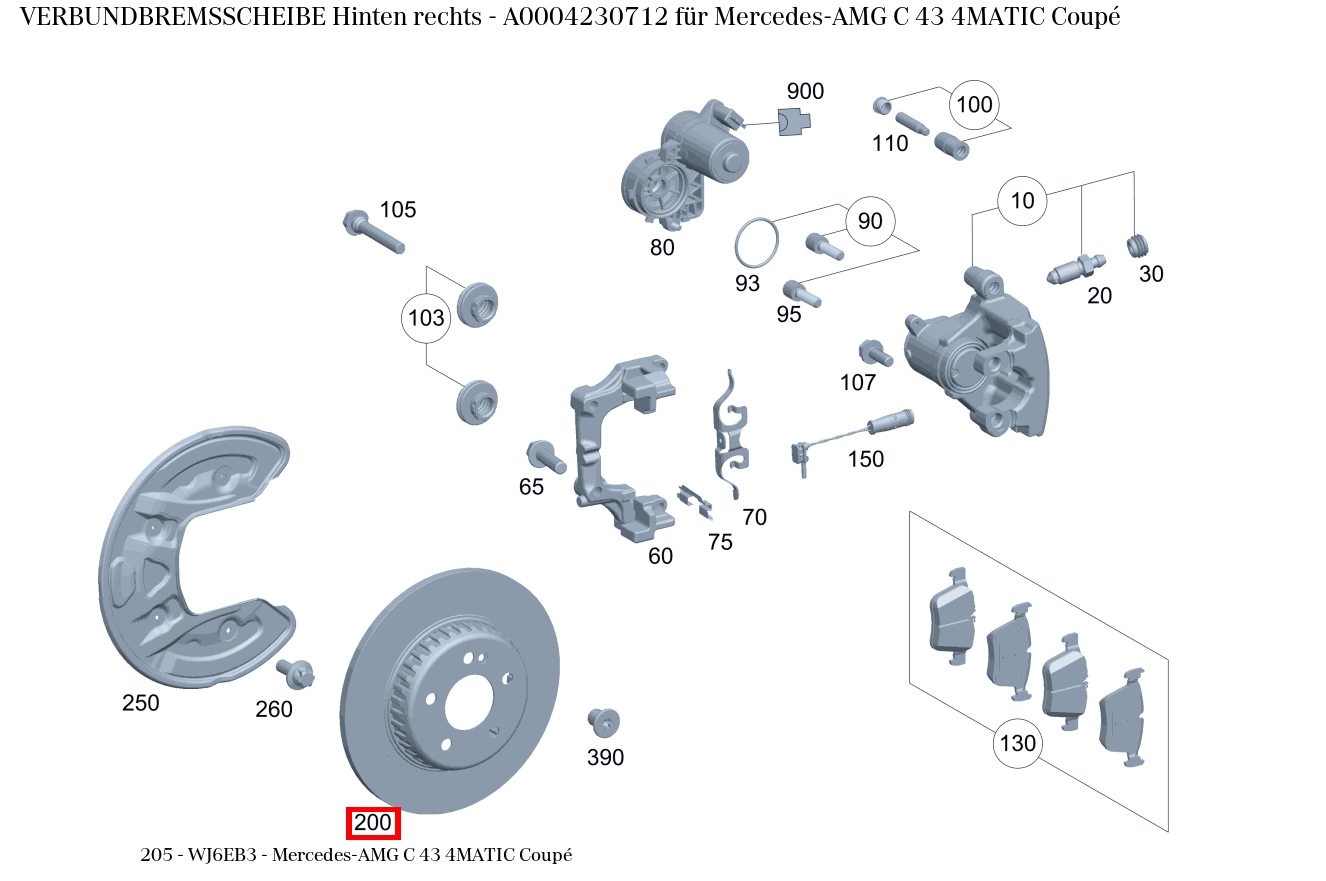 Verbundbremsscheibe Hinten rechts Mercedes-AMG C 43 4MATIC Coupé 205