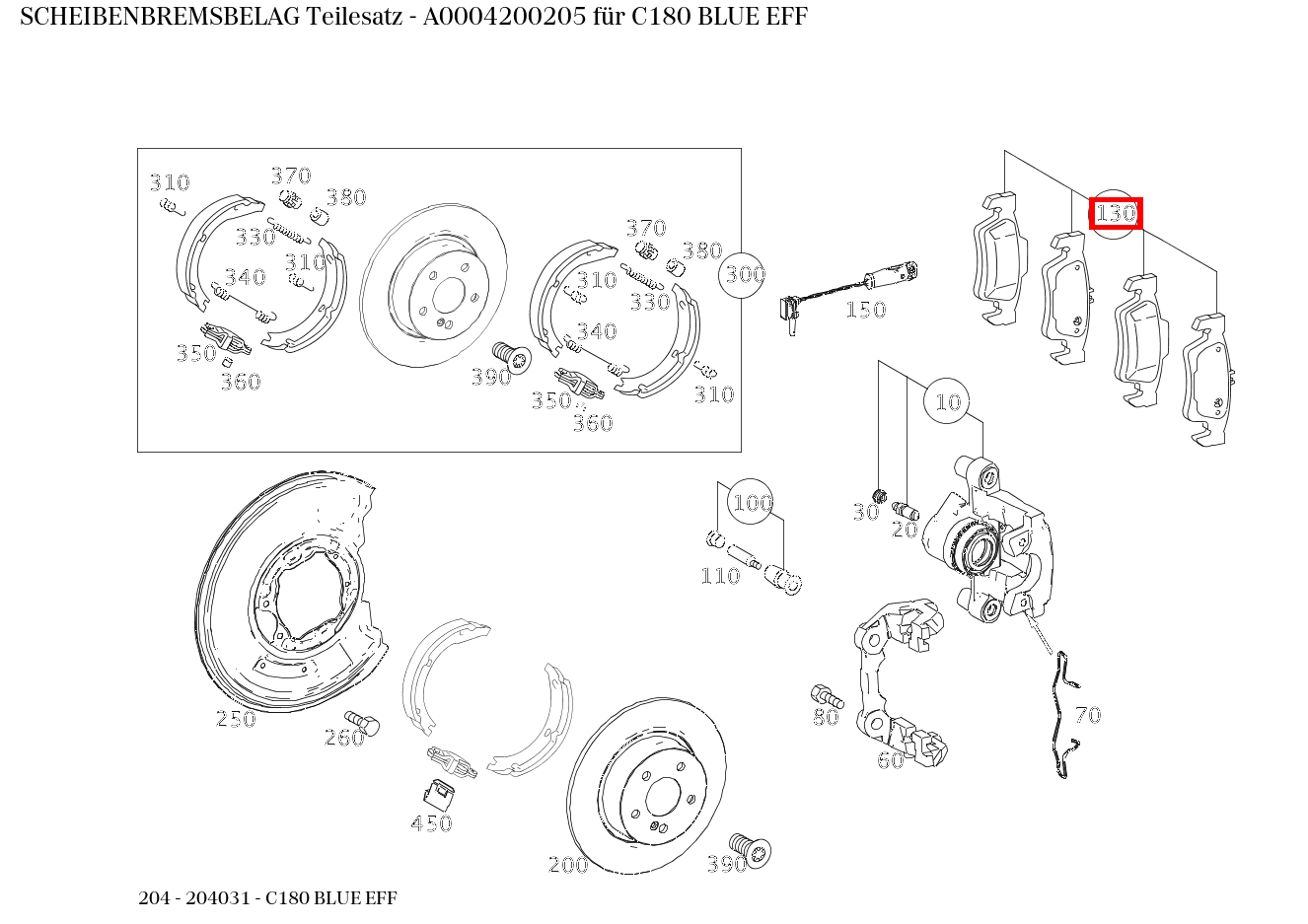 Scheibenbremsbelag Teilesatz C180 BLUE EFF 204 Scheibenbremsbelag Teilesatz C180 BLUE EFF 204