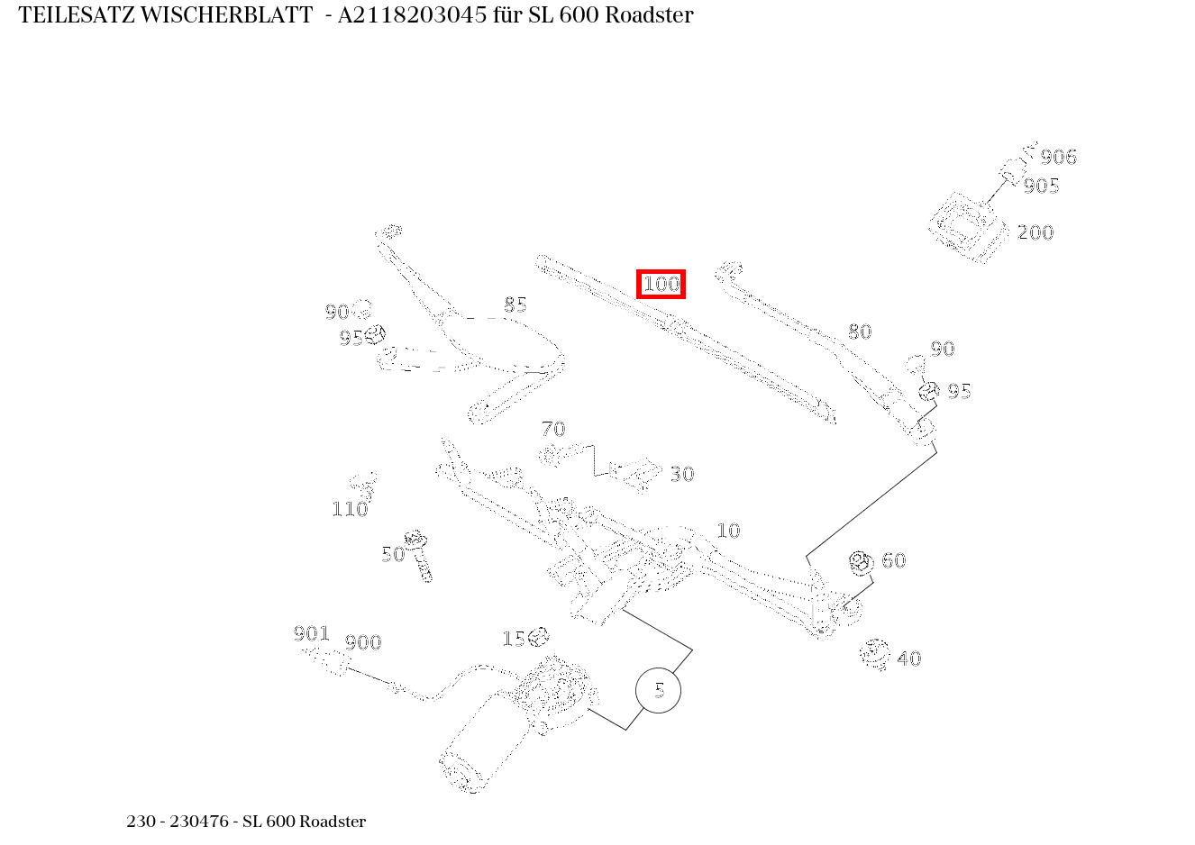 Teilesatz Wischerblatt SL 600 Roadster 230 Teilesatz Wischerblatt SL 600 Roadster 230