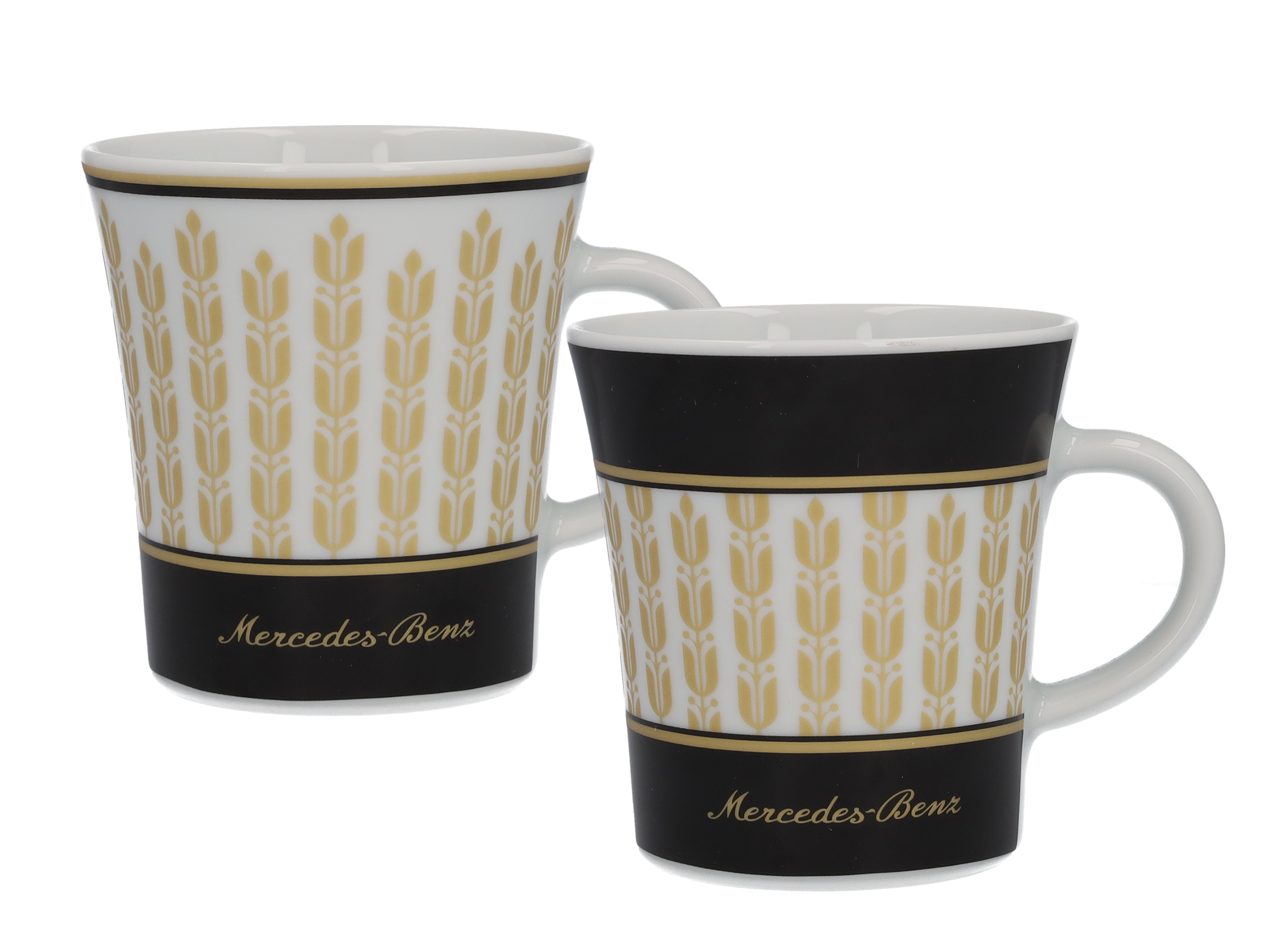 Mercedes-Benz - Kaffeebecher, 300 ml schwarz / weiß / goldfarben, Porzellan, 300 ml