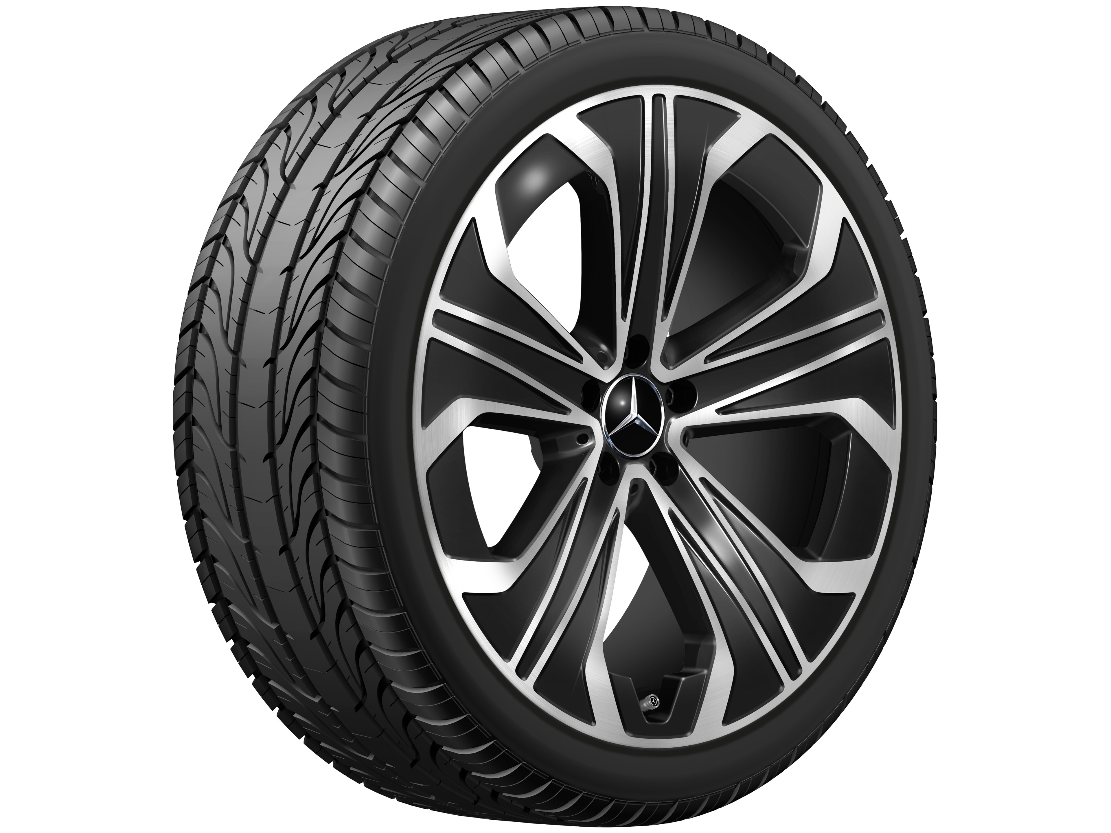 5-W-Speichen-Rad, Aero, 21 Zoll, 9,5 J x 21 ET 41,5, schwarz, glanzgedreht