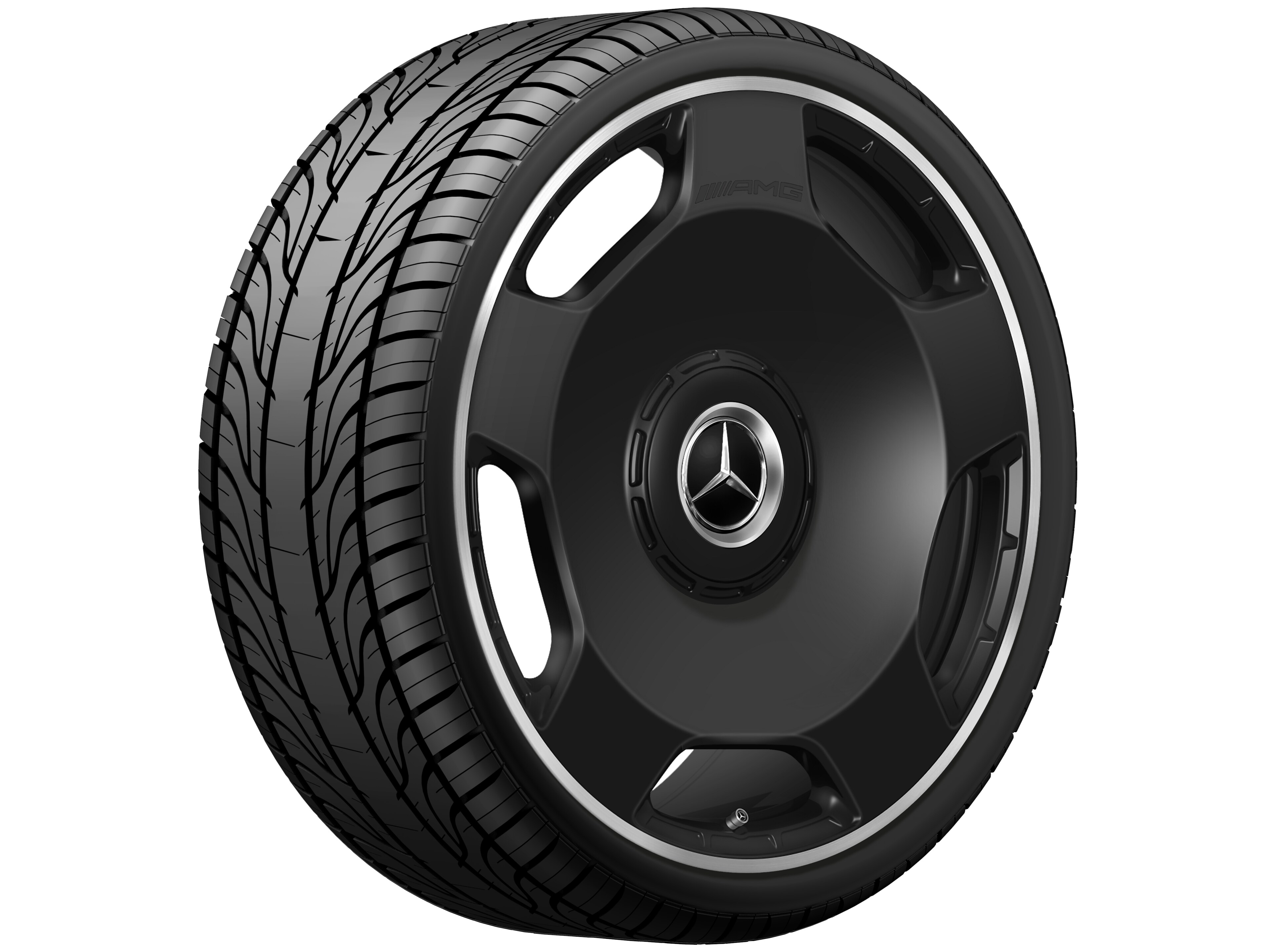 AMG Schmiederadfelge im 5-Loch Design, 58,4 cm (23 Zoll), Felgenhorn glanzgedreht 10 J x 23 ET 45, schwarz matt