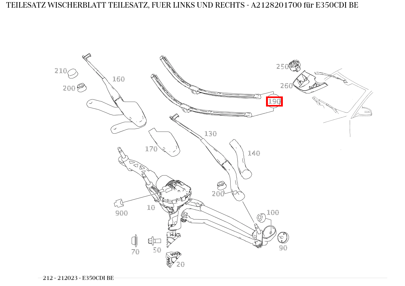 Teilesatz Wischerblatt TEILESATZ, FUER LINKS UND RECHTS E350CDI BE 212 Teilesatz Wischerblatt TEILESATZ, FUER LINKS UND RECHTS E350CDI BE 212
