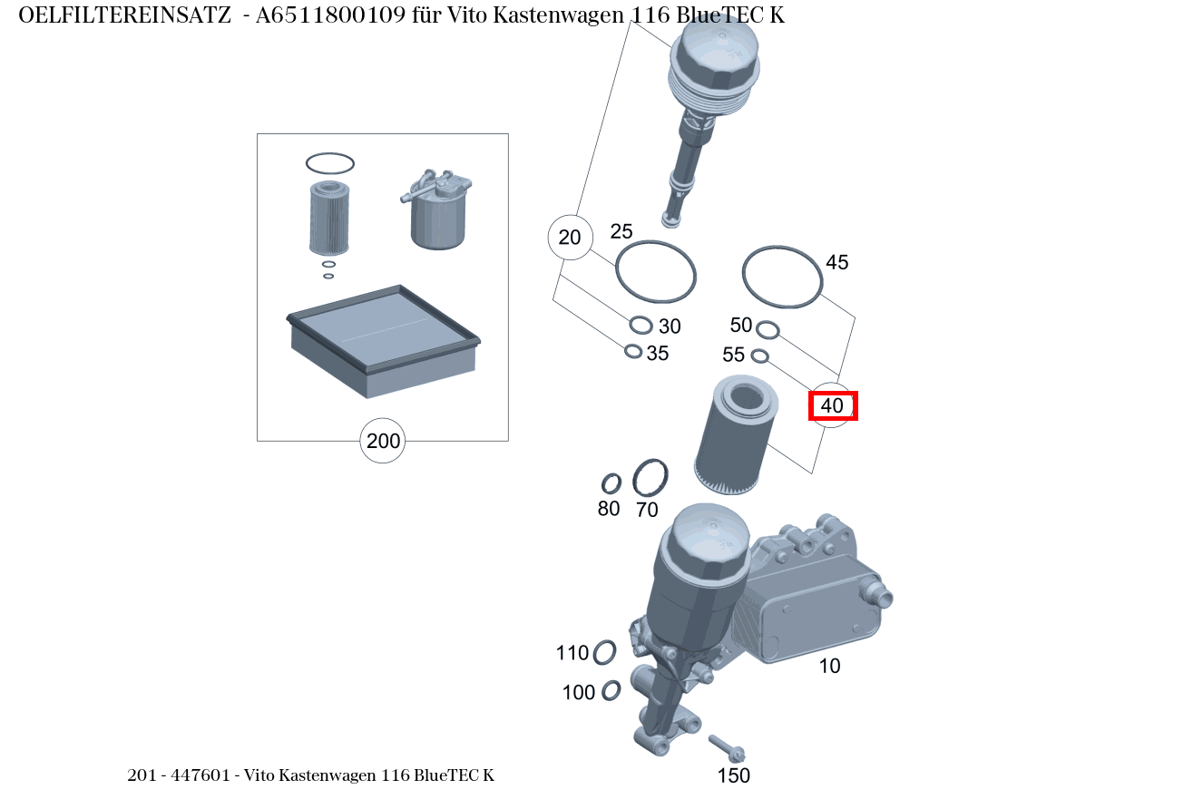 Ölfiltereinsatz Vito Kastenwagen 116 BlueTEC K 201