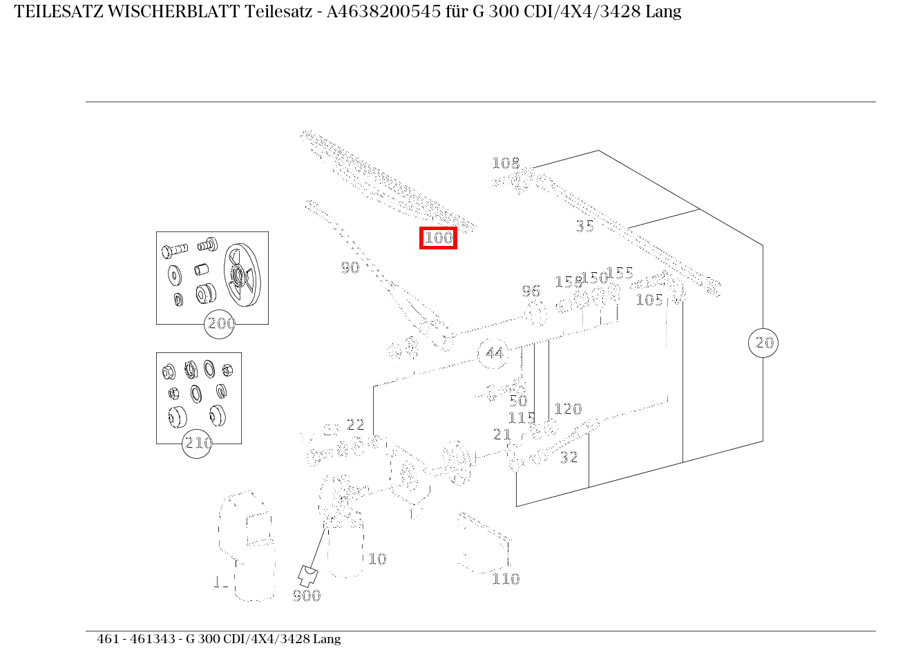 Teilesatz Wischerblatt Teilesatz G 300 CDI/4X4/3428 Lang 461 Teilesatz Wischerblatt Teilesatz G 300 CDI/4X4/3428 Lang 461
