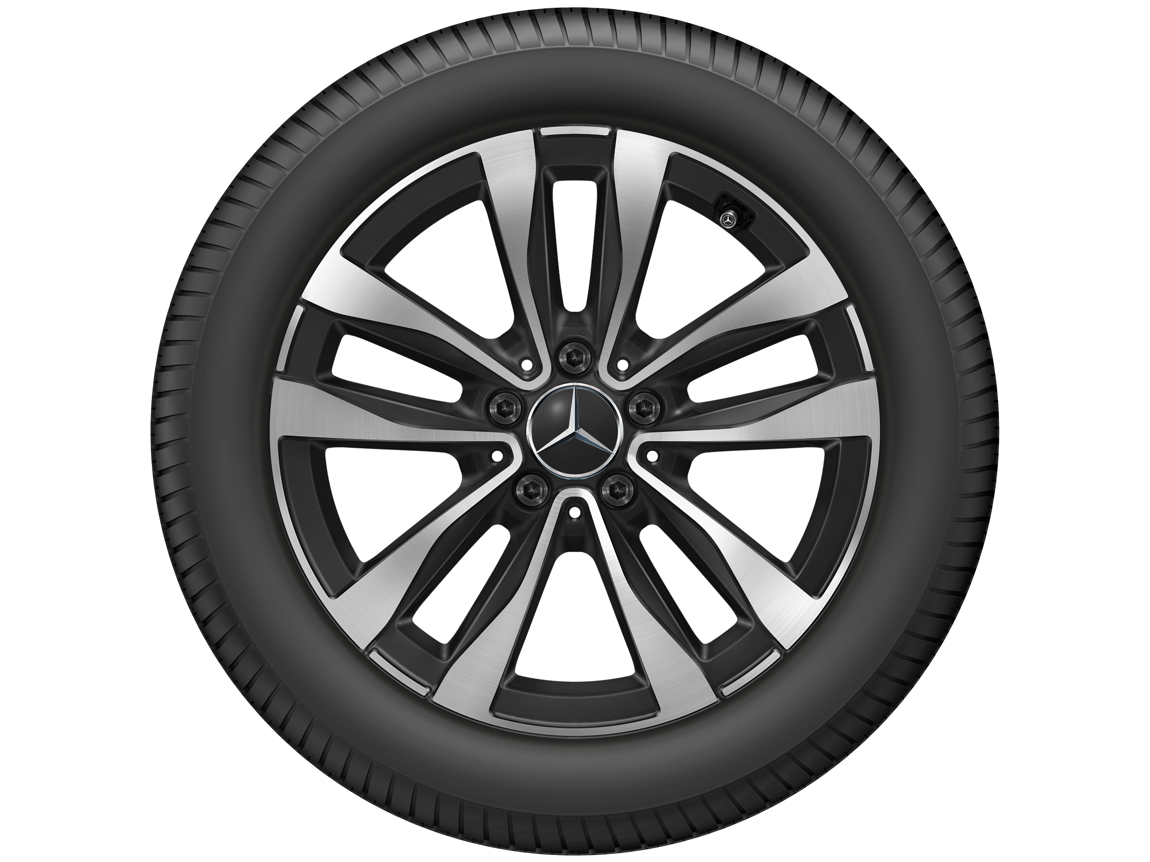 5-Doppelspeichen-Rad, Aero, 17 Zoll, glanzgedreht 7 J x 17 ET 44,5, schwarz
