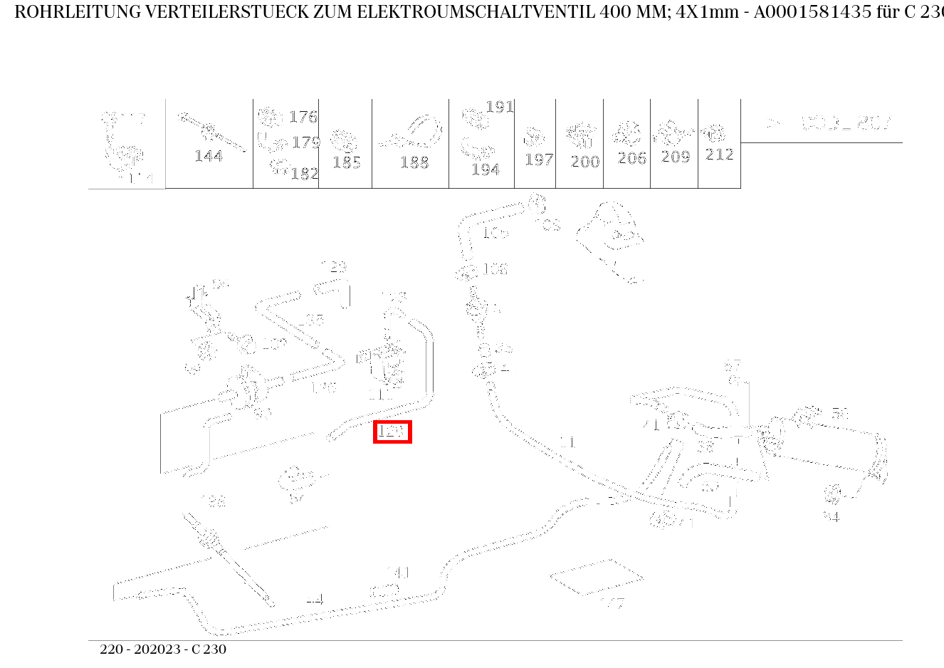 Rohrleitung VERTEILERSTUECK ZUM ELEKTROUMSCHALTVENTIL 400 MM; 4X1mm C 230 220