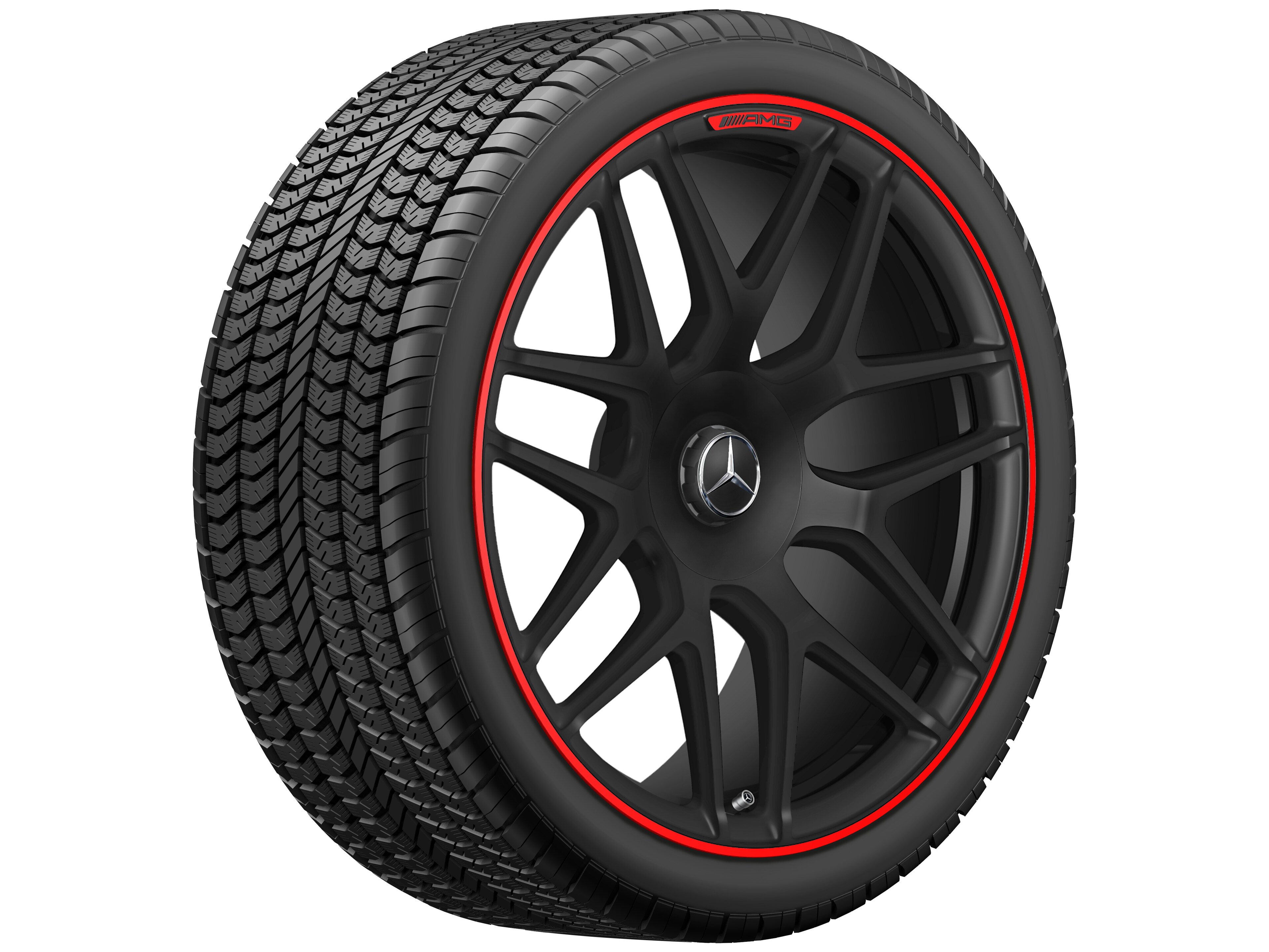 Mercedes-Benz - AMG Schmiederad 22 Zoll, Felgenhorn rot lackiert 10 J x 22 ET 36, schwarz matt