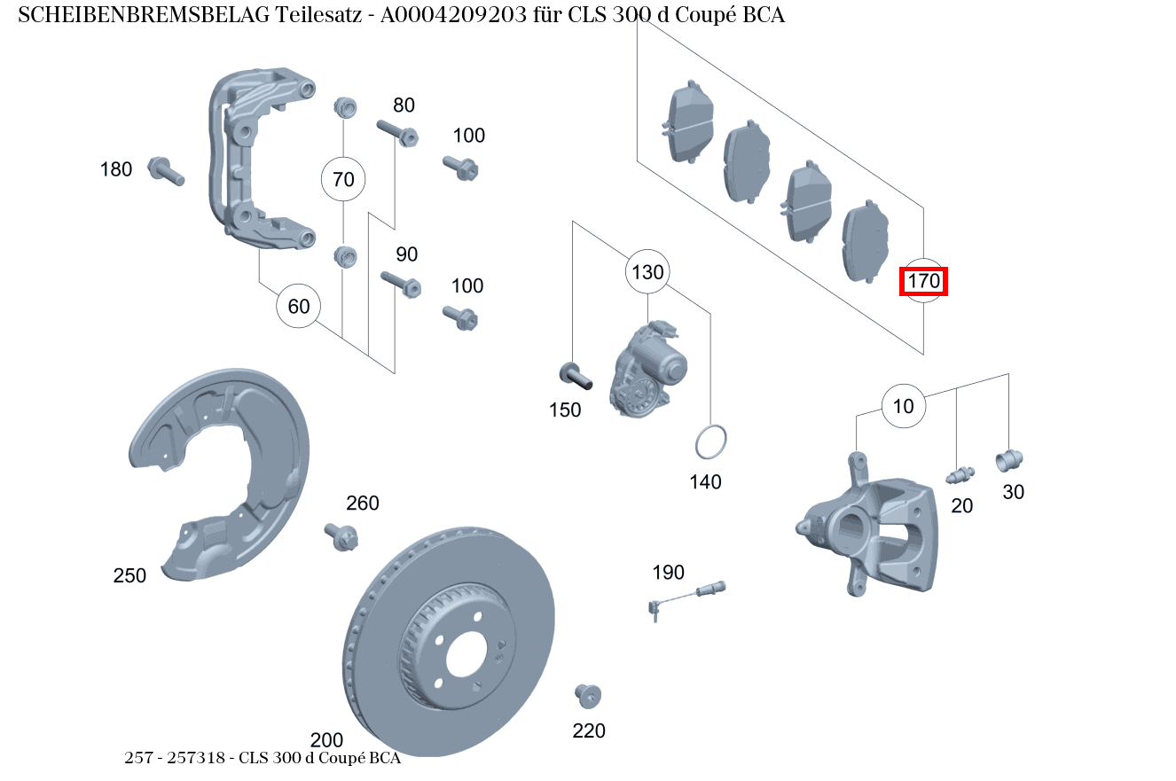 Scheibenbremsbelag Teilesatz CLS 300 d Coupé BCA 257 Scheibenbremsbelag Teilesatz CLS 300 d Coupé BCA 257