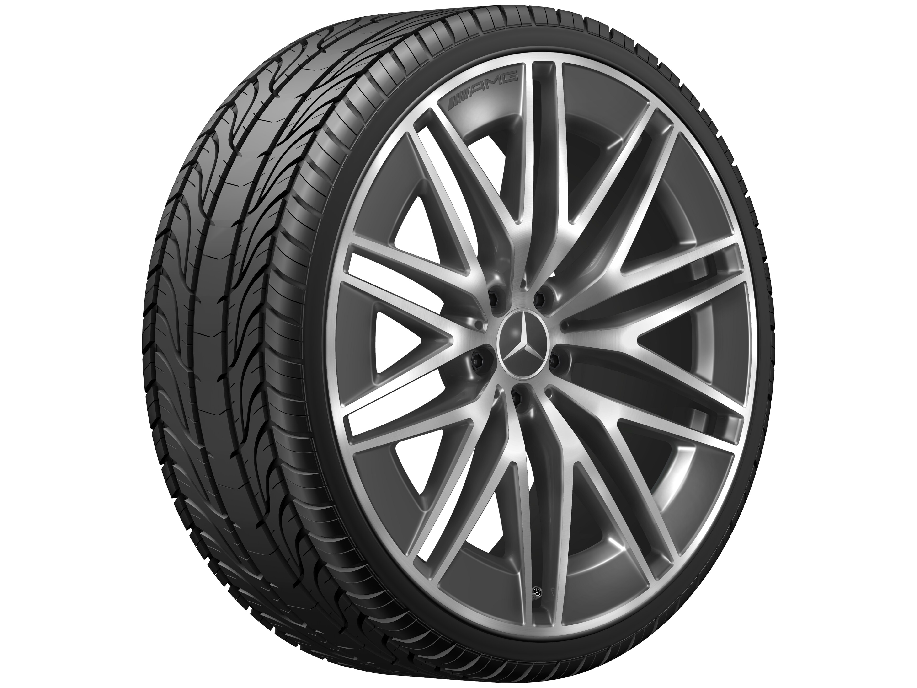 AMG Vielspeichen-Rad, 22 Zoll, 11,5 J x 22 ET 53, tantalgrau, glanzgedreht