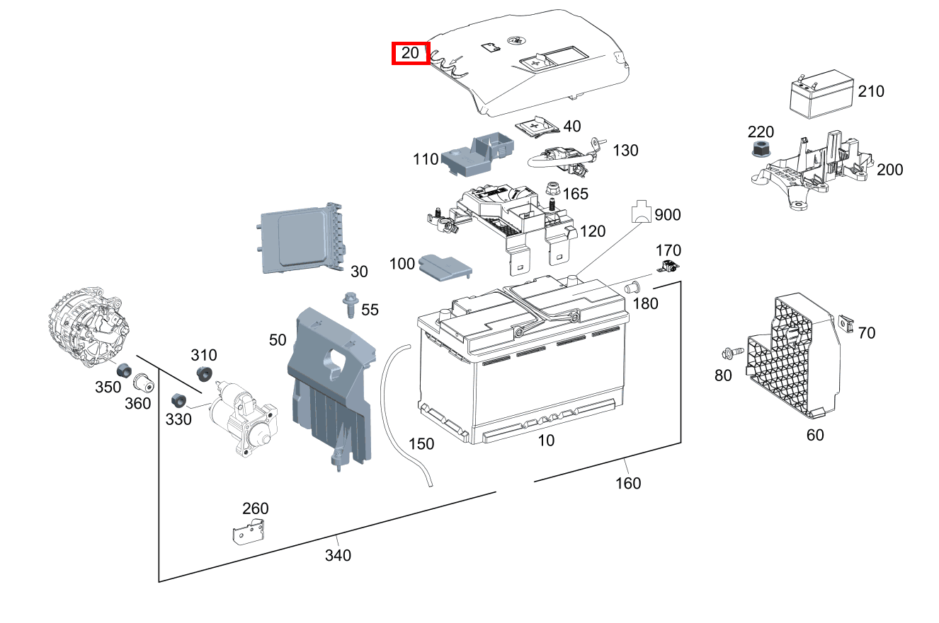 BATTERIEABDECKUNG Starterbatterie A 180 Kompaktlimousine 205