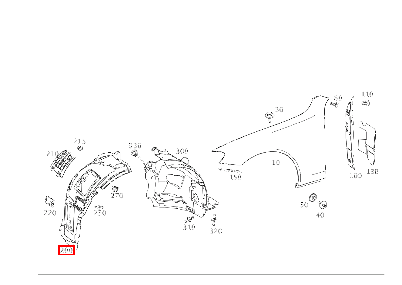 RADLAUFABDECKUNG Kotflügel vorn rechts E 300 Cabriolet 238 RADLAUFABDECKUNG Kotflügel vorn rechts E 300 Cabriolet 238