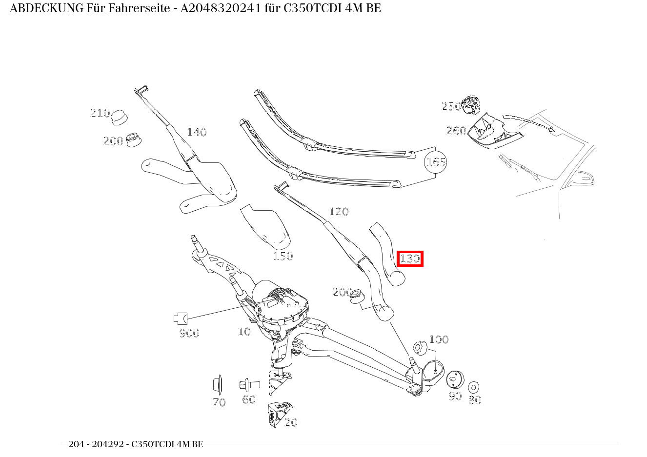 Abdeckung Für Fahrerseite C350TCDI 4M BE 204