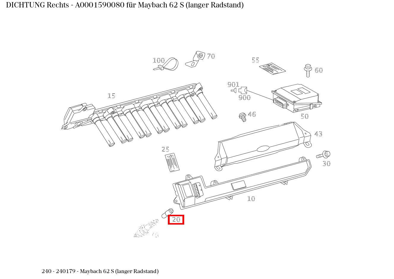 ABDICHTUNG Rechts Maybach 62 S (langer Radstand) 240 ABDICHTUNG Rechts Maybach 62 S (langer Radstand) 240