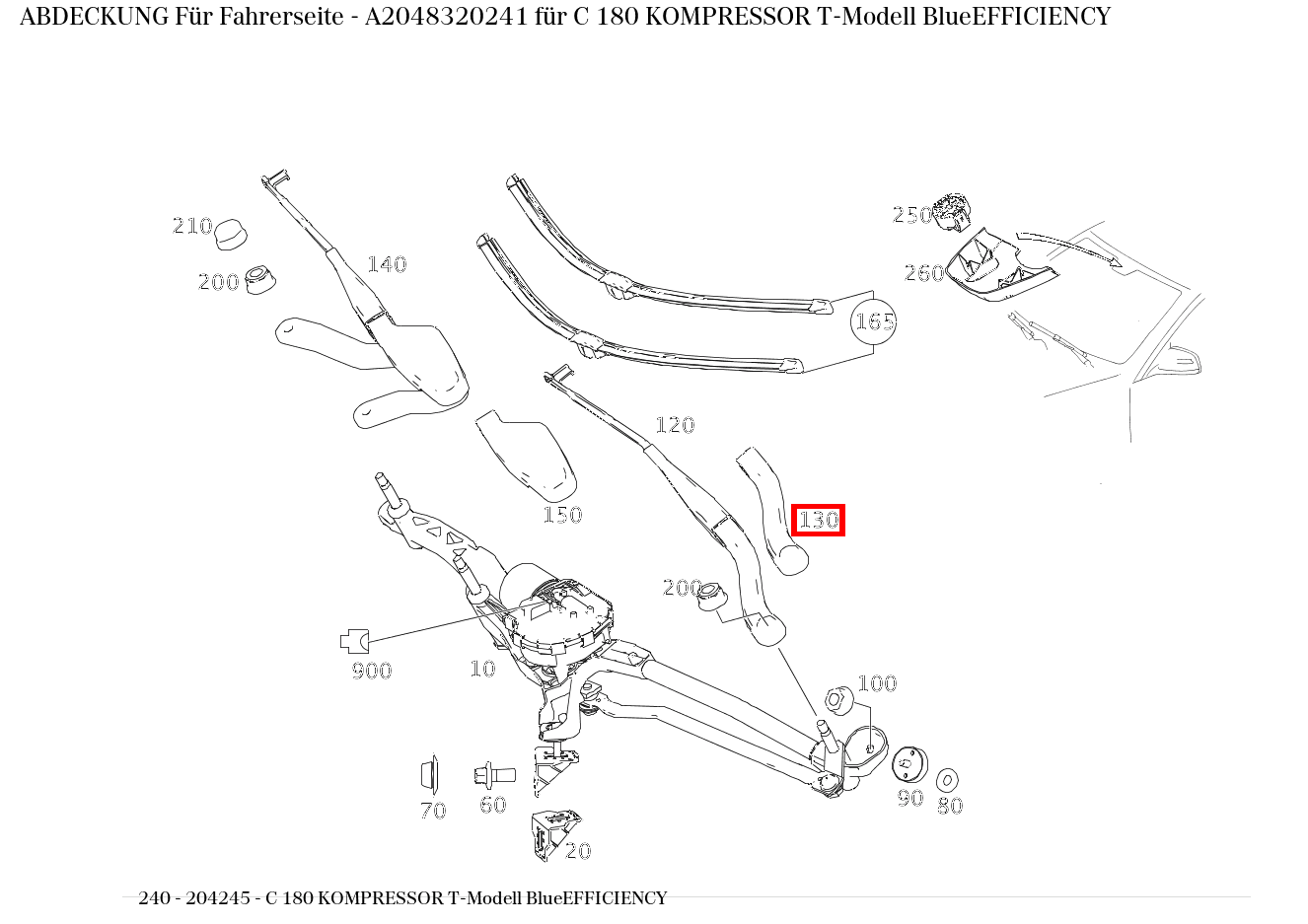 Abdeckung Für Fahrerseite C 180 KOMPRESSOR T-Modell BlueEFFICIENCY 240