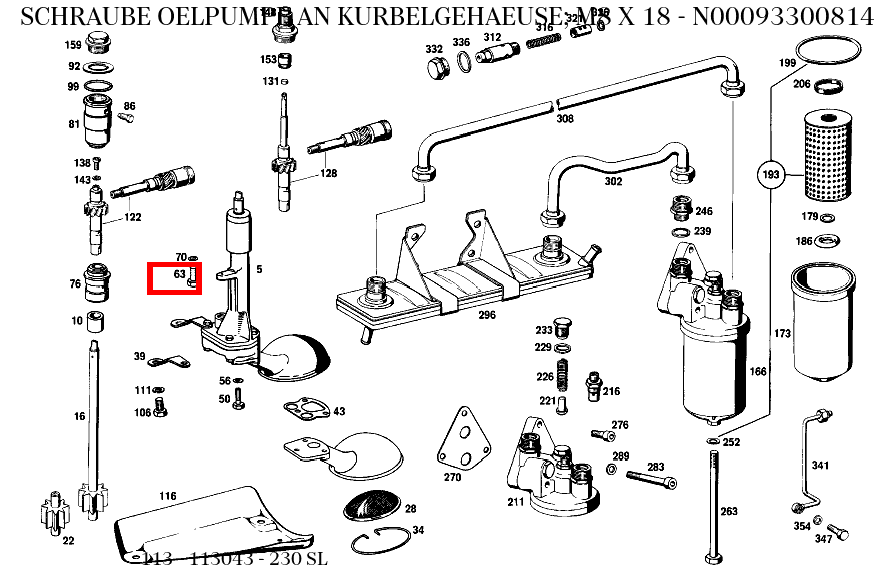 Schraube OELPUMPE AN KURBELGEHAEUSE; M8 X 18 230 SL 113 Schraube OELPUMPE AN KURBELGEHAEUSE; M8 X 18 230 SL 113