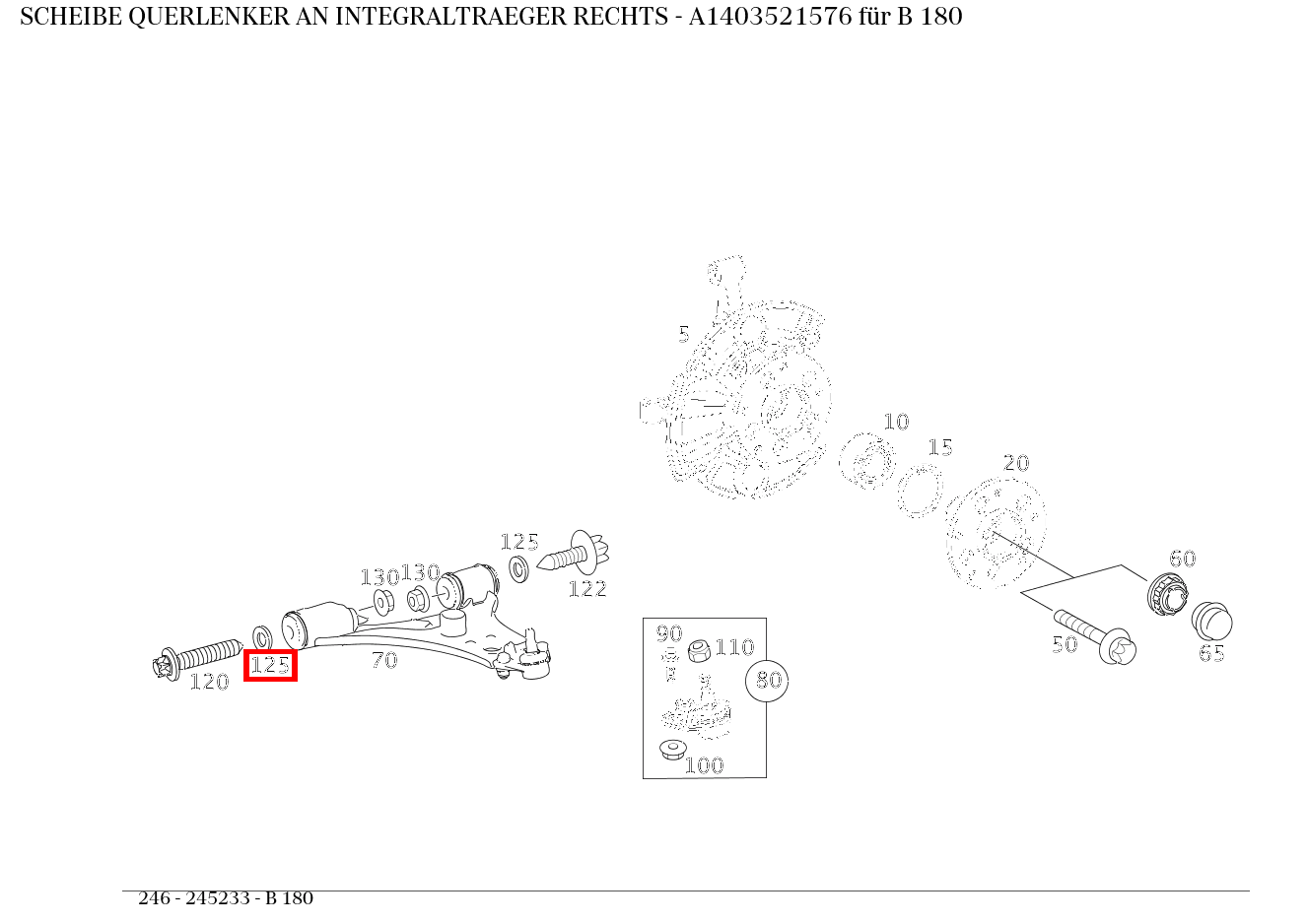 Scheibe QUERLENKER AN INTEGRALTRAEGER RECHTS B 180 246