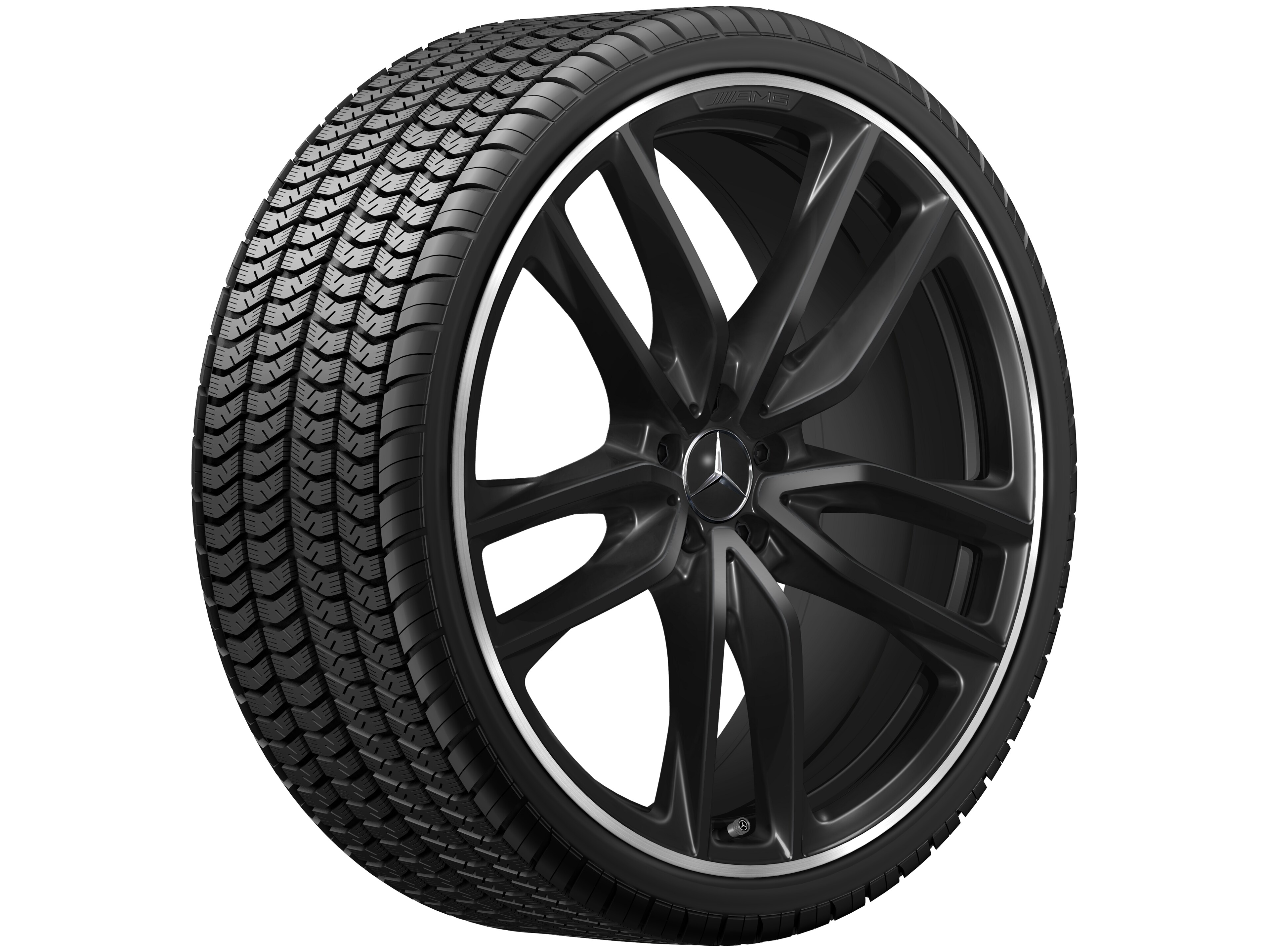 Mercedes-Benz - AMG 5-Doppelspeichen-Rad 23 Zoll, 9,5 J x 23 ET 45, schwarz, Felgenhorn glanzgedreht