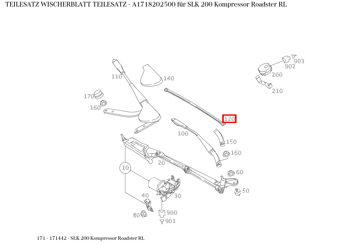 Teilesatz Wischerblatt TEILESATZ SLK 200 Kompressor Roadster RL 171