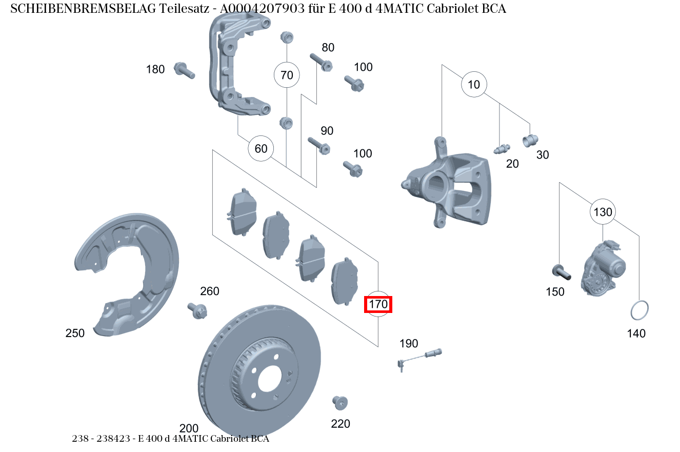 Scheibenbremsbelag Teilesatz E 400 d 4MATIC Cabriolet BCA 238