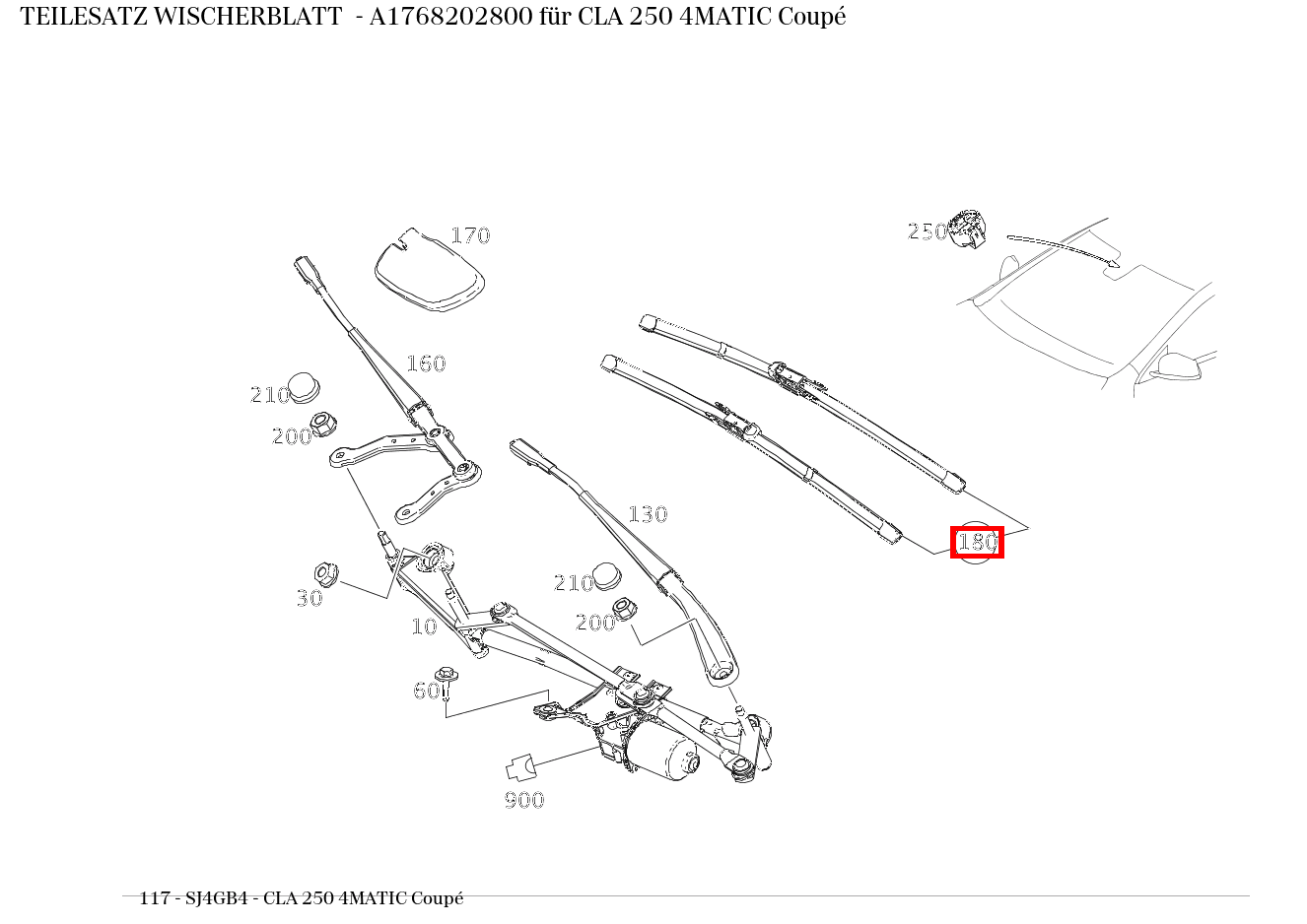 Teilesatz Wischerblatt CLA 250 4MATIC Coupé 117