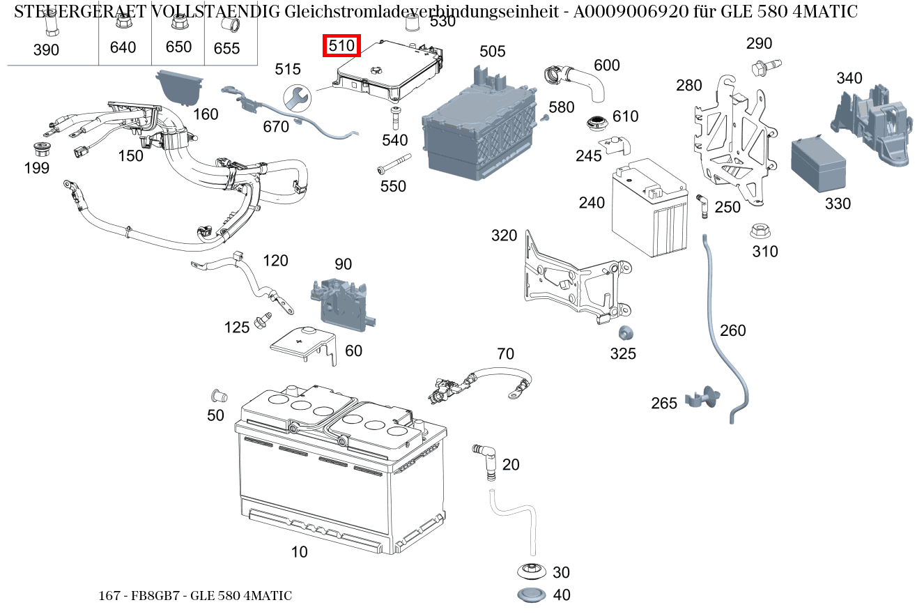 Steuergerät vollständig Gleichstromladeverbindungseinheit GLE 580 4MATIC 167 Steuergerät vollständig Gleichstromladeverbindungseinheit GLE 580 4MATIC 167