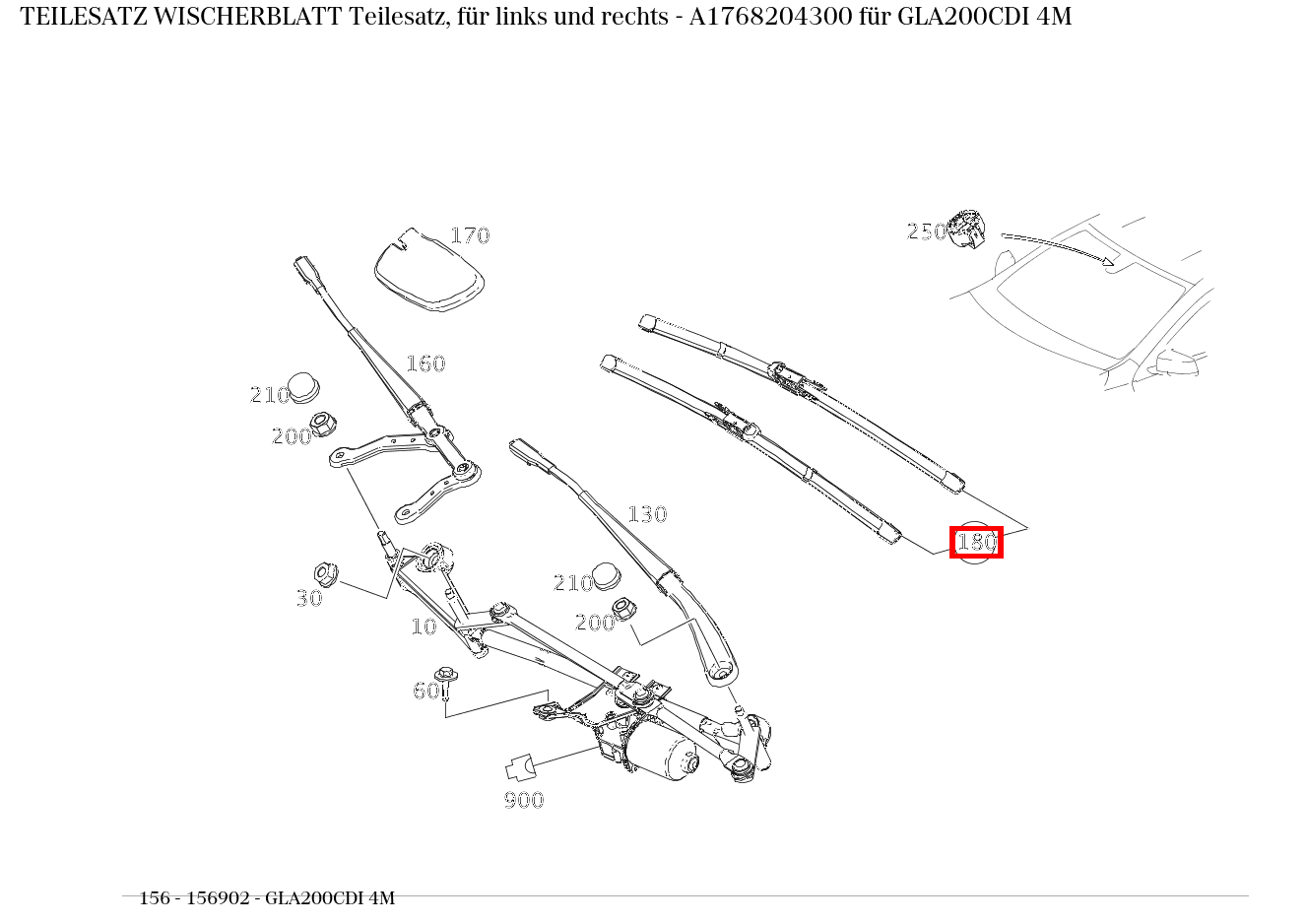 Teilesatz Wischerblatt Teilesatz, für links und rechts GLA200CDI 4M 156
