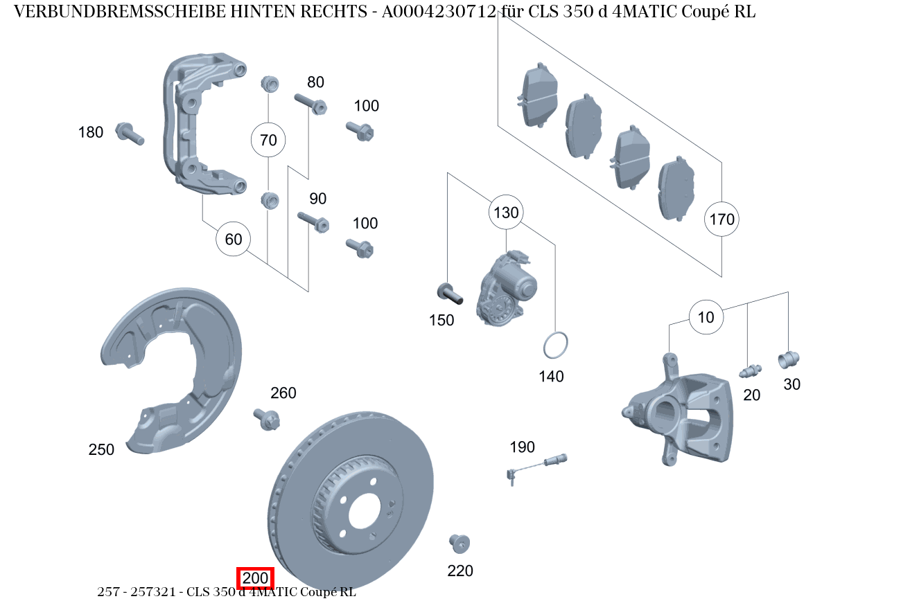 Verbundbremsscheibe HINTEN RECHTS CLS 350 d 4MATIC Coupé RL 257