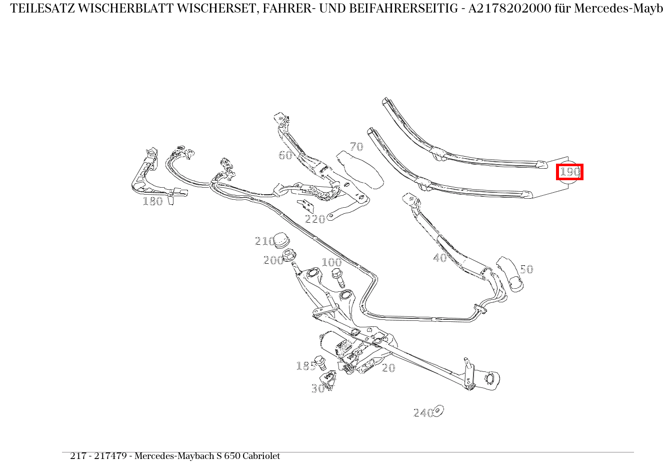 Teilesatz Wischerblatt WISCHERSET, FAHRER- UND BEIFAHRERSEITIG Mercedes-Maybach S 650 Cabriolet 217
