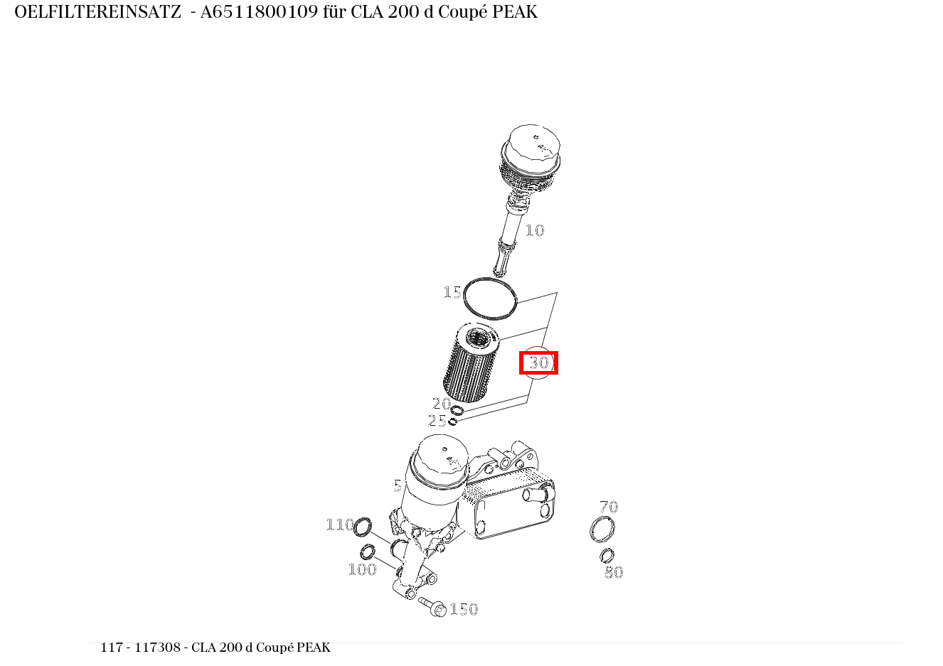 Ölfiltereinsatz CLA 200 d Coupé PEAK 117
