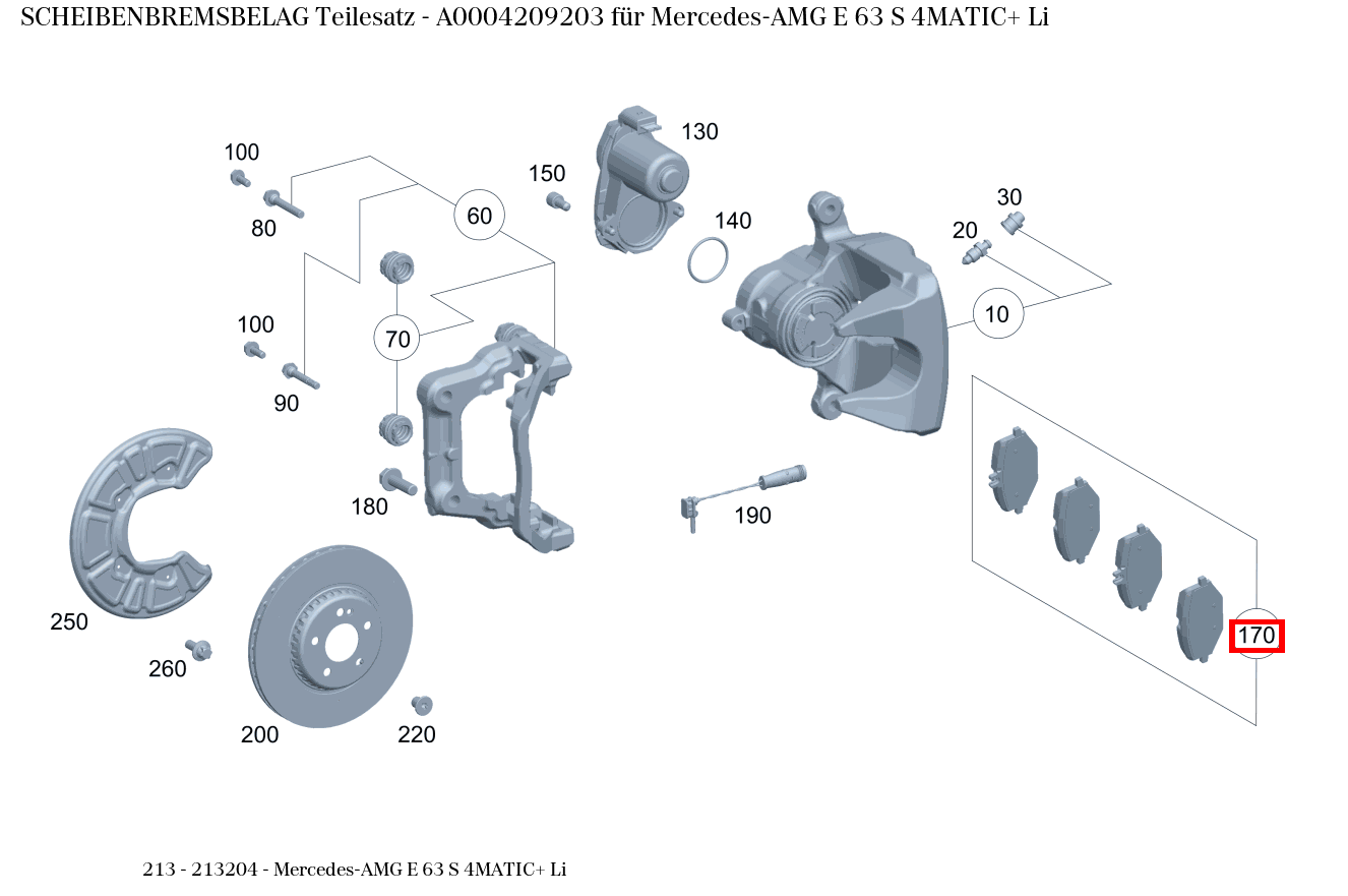 Scheibenbremsbelag Teilesatz Mercedes-AMG E 63 S 4MATIC+ Li 213 Scheibenbremsbelag Teilesatz Mercedes-AMG E 63 S 4MATIC+ Li 213