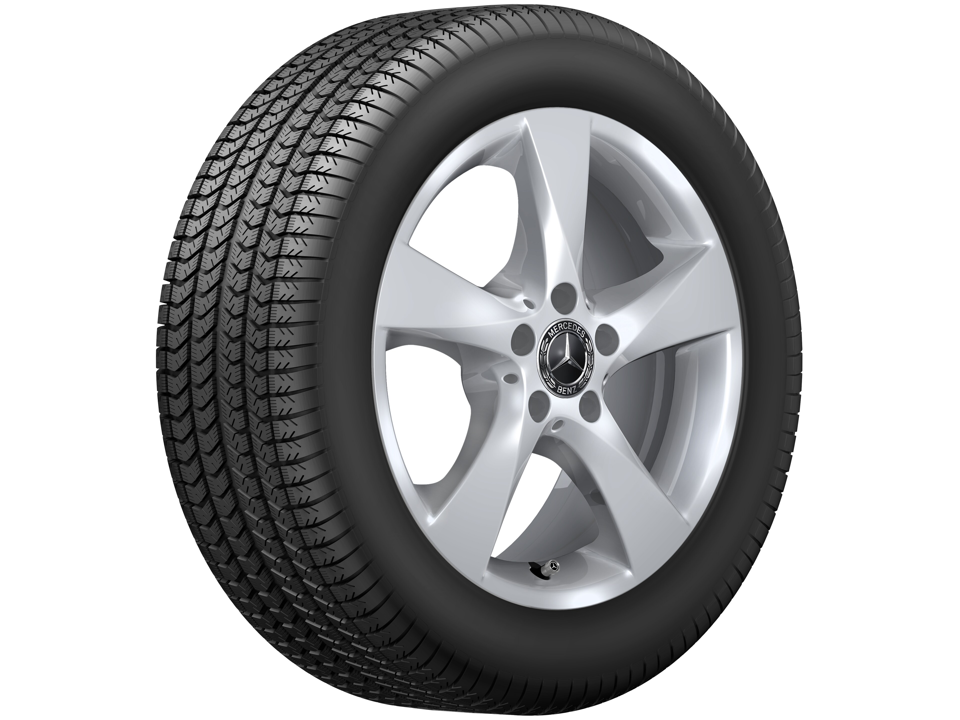 Original Mercedes-Benz 17 Zoll Ganzjahr-Komplettrad 5-Speichen-Rad vanadiumsilber, 225/55 R17 109/107H Goodyear Vector 4 Seasons Cargo MO-V