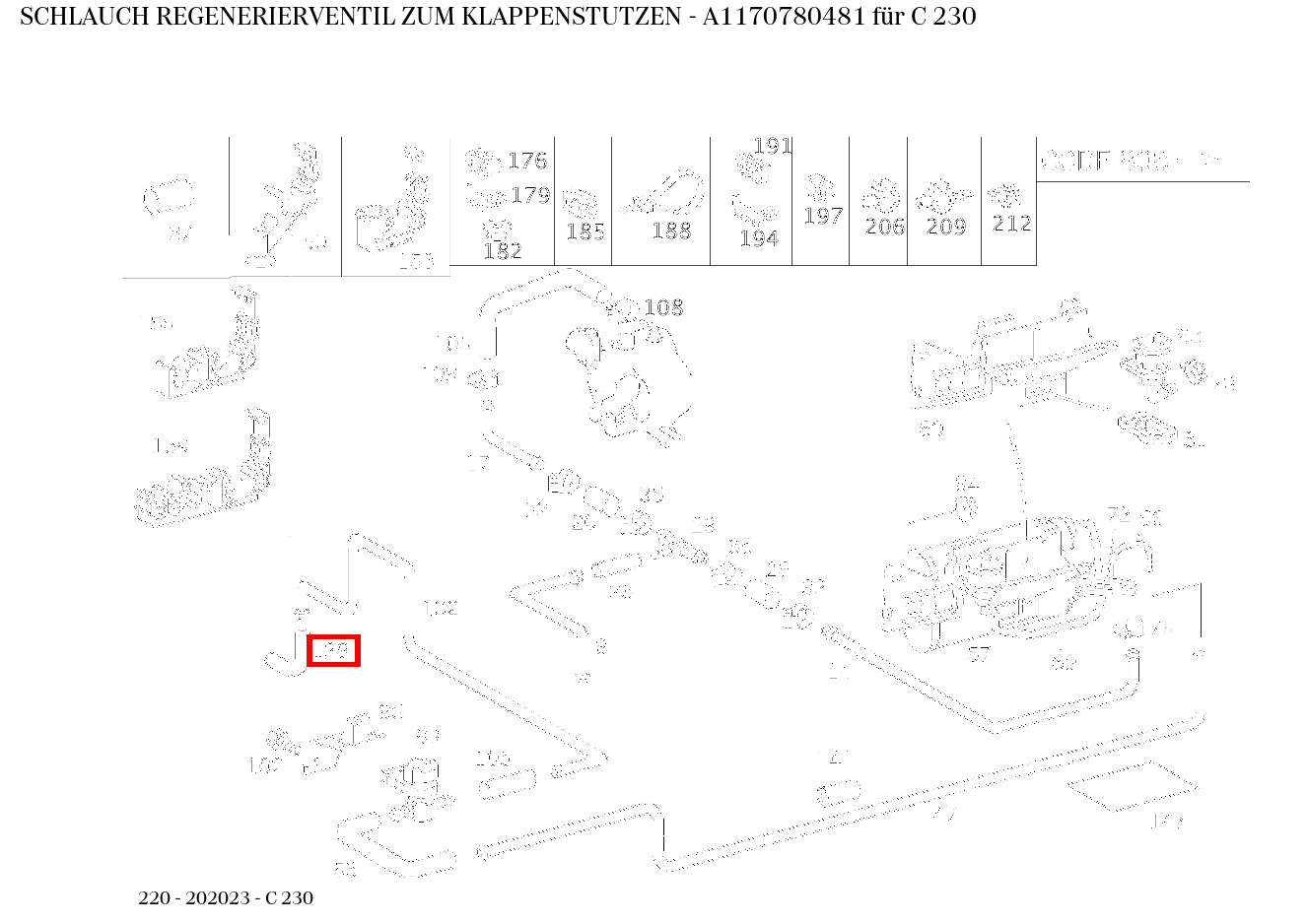 Schlauch REGENERIERVENTIL ZUM KLAPPENSTUTZEN C 230 220