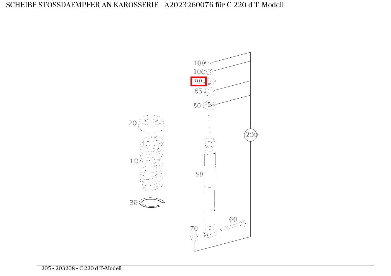 Scheibe STOSSDAEMPFER AN KAROSSERIE C 220 d T-Modell 205