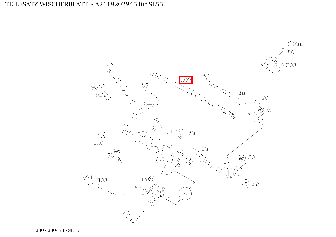 Teilesatz Wischerblatt SL55 230 Teilesatz Wischerblatt SL55 230