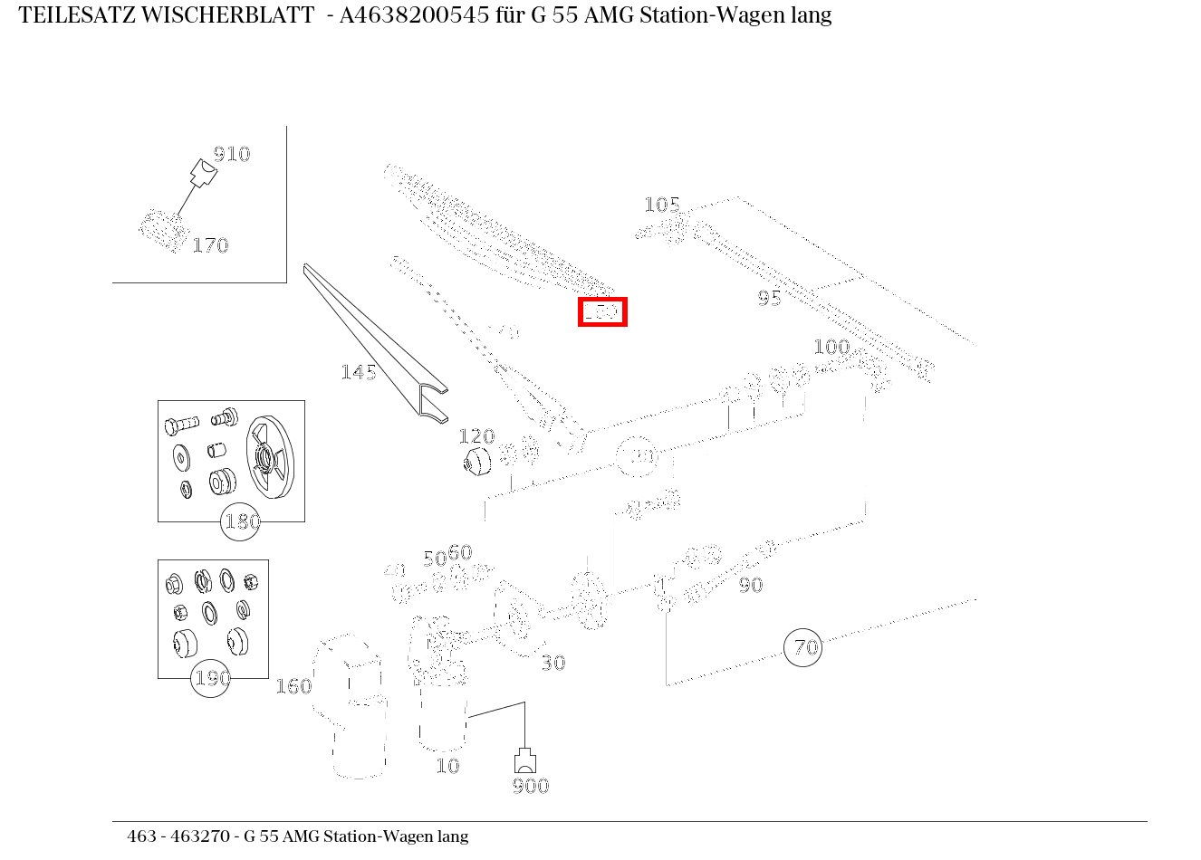 Teilesatz Wischerblatt G 55 AMG Station-Wagen lang 463 Teilesatz Wischerblatt G 55 AMG Station-Wagen lang 463