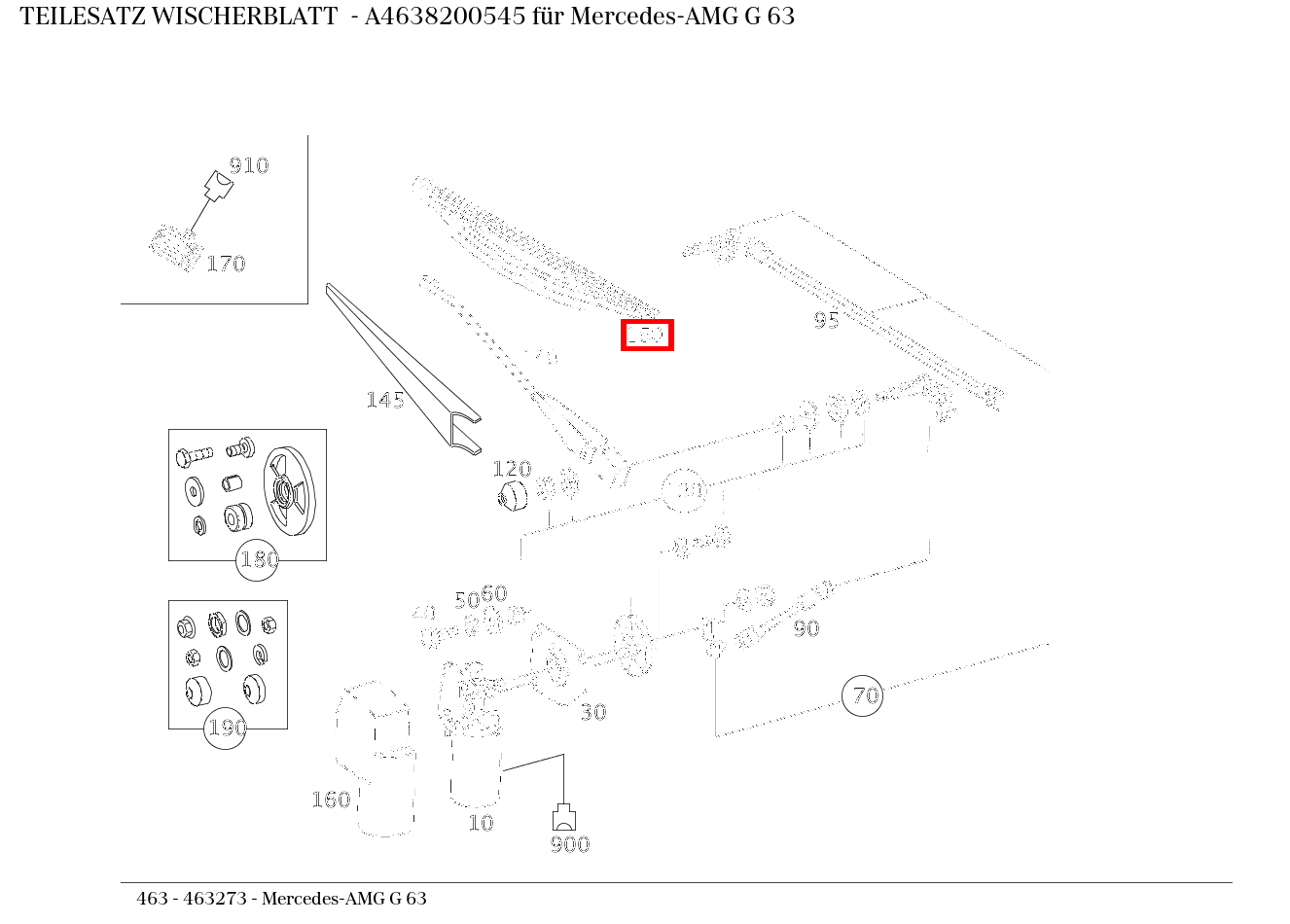 Teilesatz Wischerblatt Mercedes-AMG G 63 463 Teilesatz Wischerblatt Mercedes-AMG G 63 463