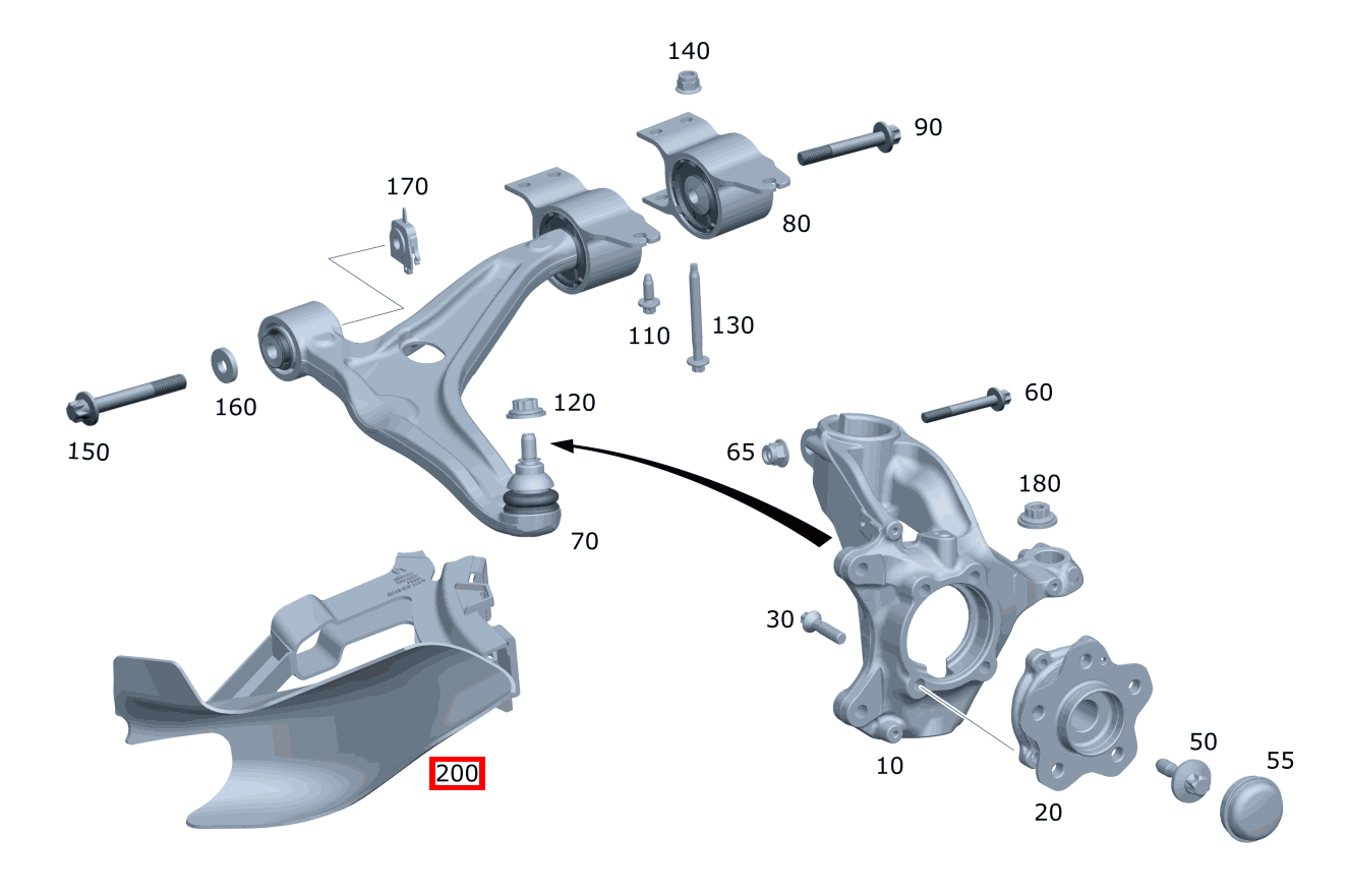 LEITSCHAUFEL An Querlenker links Mercedes-AMG CLA 45 S 4MATIC+ Shooting Brake 118