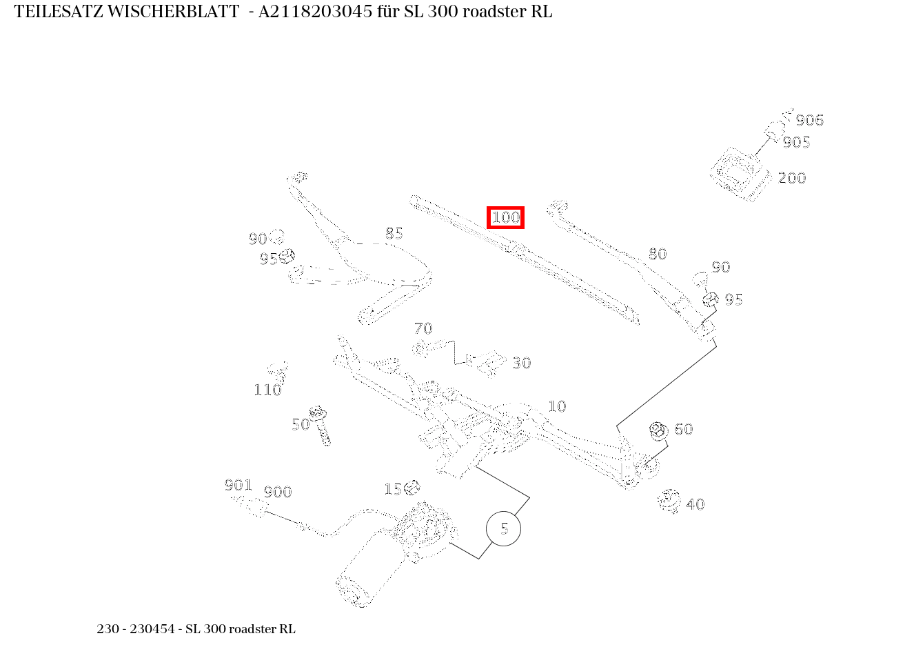 Teilesatz Wischerblatt SL 300 roadster RL 230 Teilesatz Wischerblatt SL 300 roadster RL 230