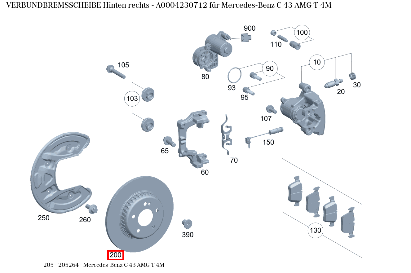 Verbundbremsscheibe Hinten rechts Mercedes-Benz C 43 AMG T 4M 205