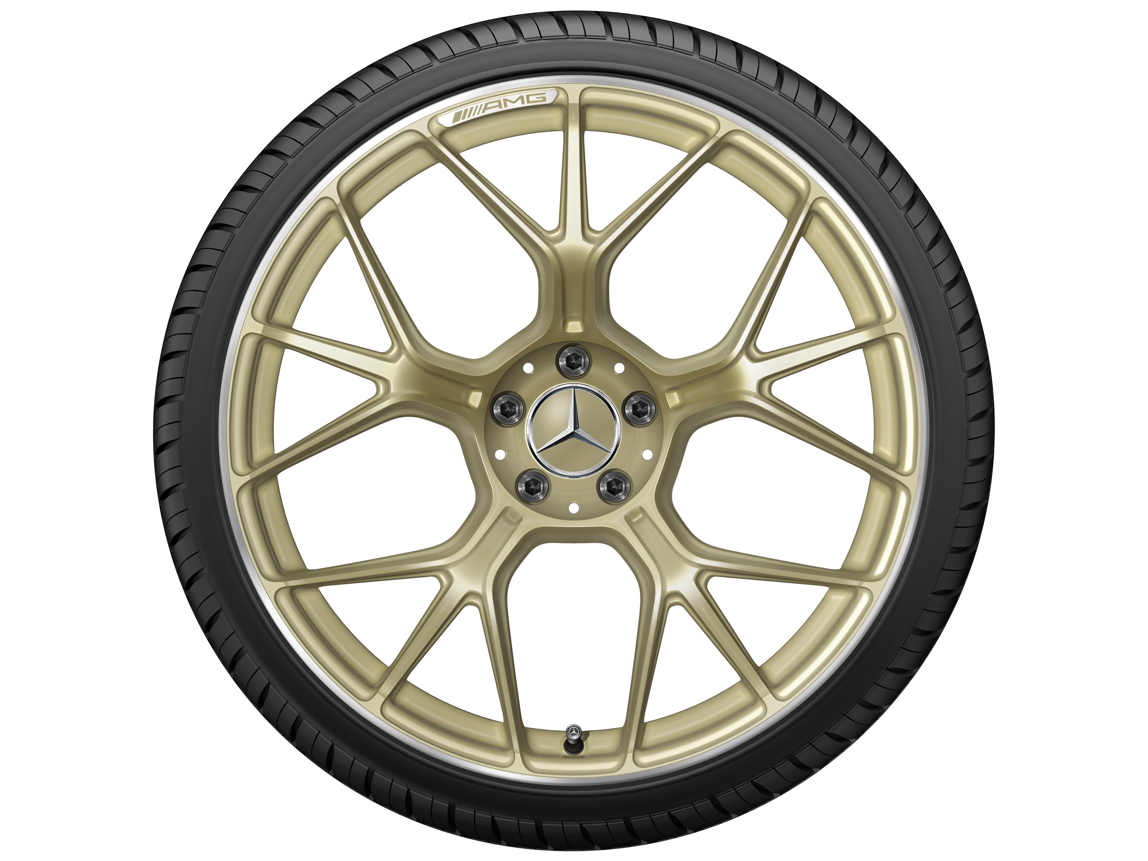 Mercedes-Benz - AMG Schmiederad Kreuzspeichen-Design, 21 Zoll, 10,5 J x 21 ET 42, goldfarben