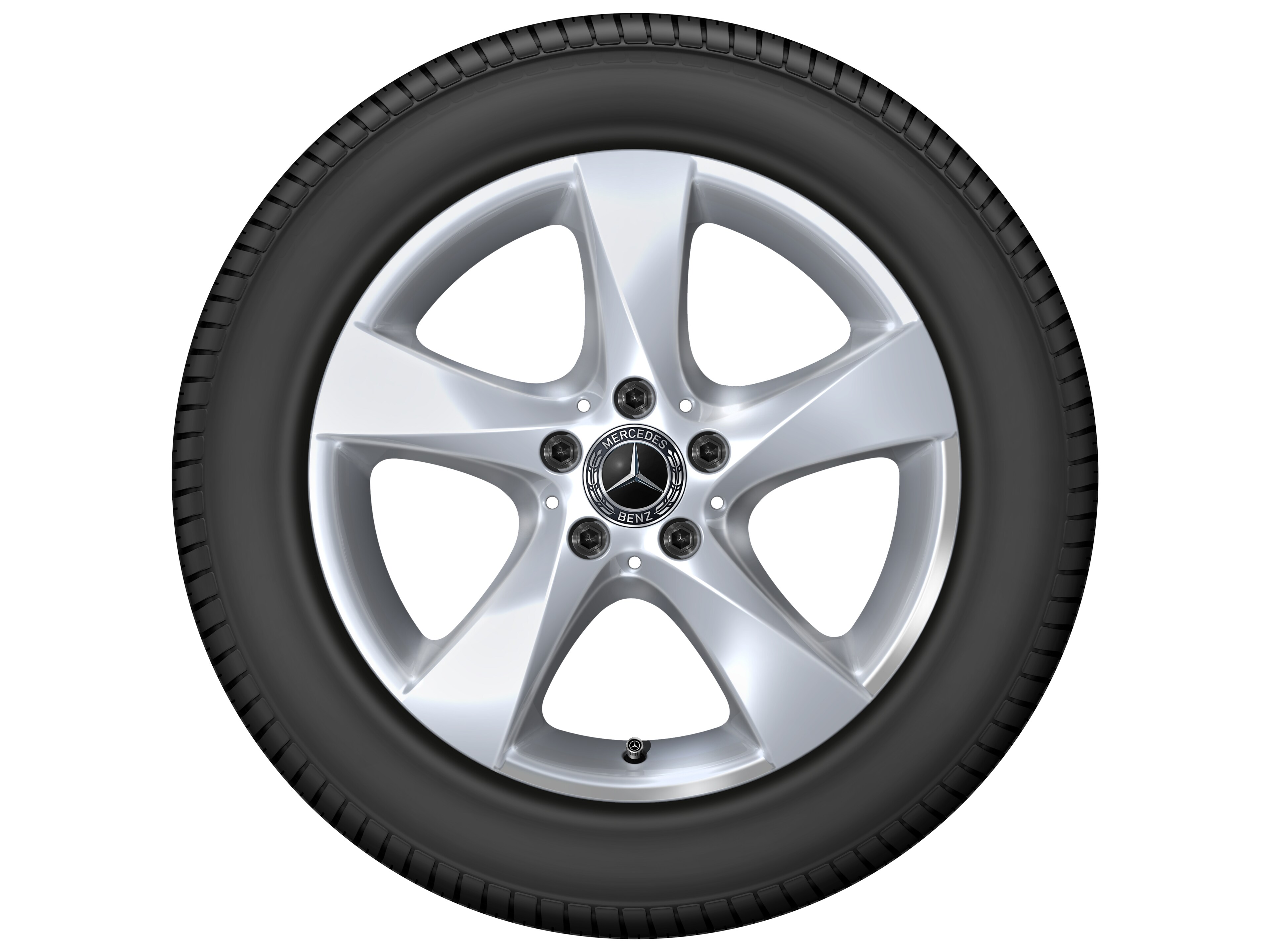Original Mercedes-Benz 17 Zoll Ganzjahr-Komplettrad 5-Speichen-Rad vanadiumsilber, 225/55 R17 109/107H Goodyear Vector 4 Seasons Cargo MO-V